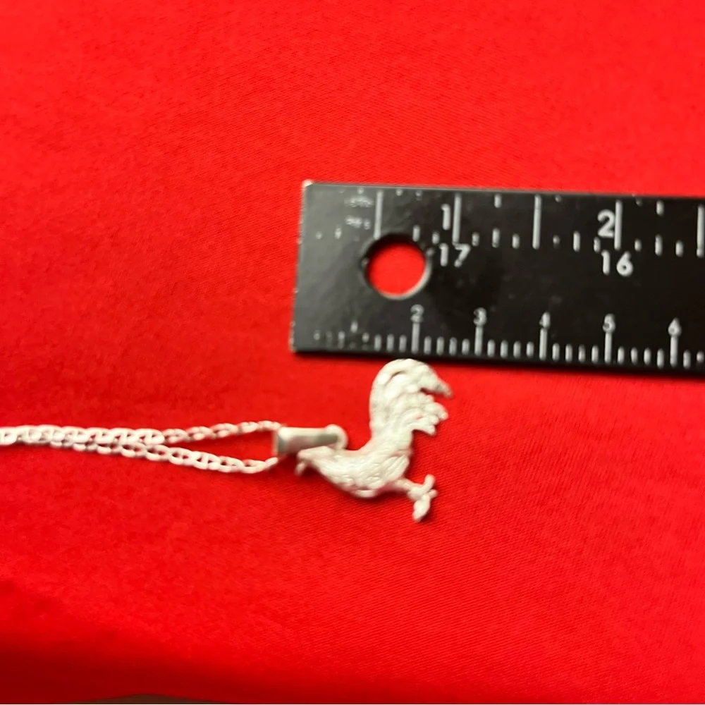 925 Sterling Silver‎ Rooster Charm Pendant and chain necklace